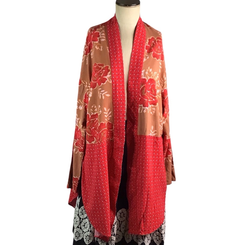 Free People Floral Lightweight Forget Me Not Kimono, L, EUC